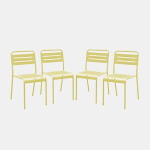 Cadeira de jardim em aço, set de 4, Amelia, Amarelo, 44x52x79 cm