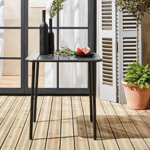 Mesa de jardim metálica de 2 lugares, Amelia 70cm, Antracite, 70x70x72.5 cm