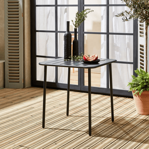 Mesa de jardim metálica de 2 lugares, Amelia 70cm, Antracite, 70x70x72.5 cm