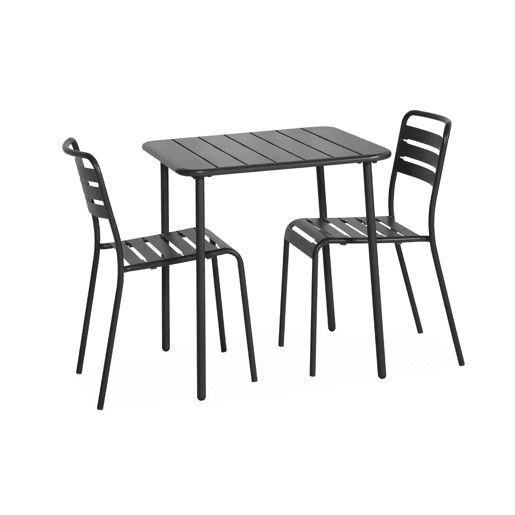 Mesa de jardim metálica de 2 lugares, Amelia 70cm, Antracite, 70x70x72.5 cm