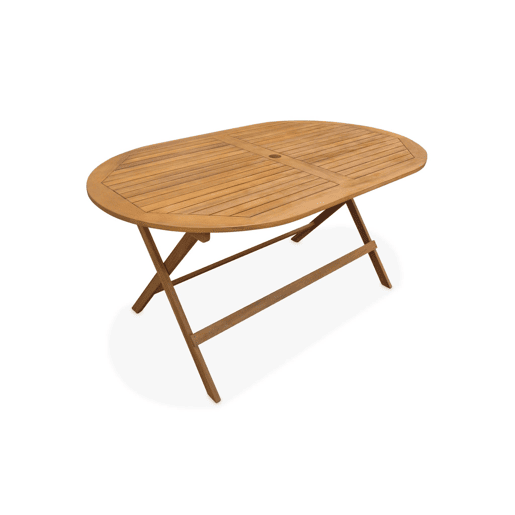 Mesa de jardim oval dobrável em madeira, 6 cadeiras, Macapa, Madeira, 150x90x74 cm