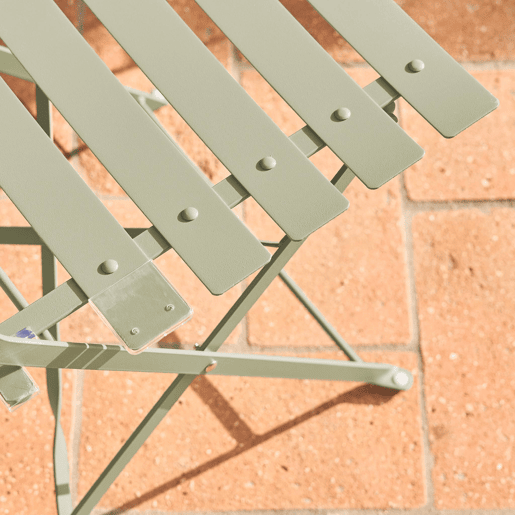 Mesa de jardim bistrô dobrável em metal, 2 cadeiras, Emilia, Verde cinzento, 60x60x71 cm