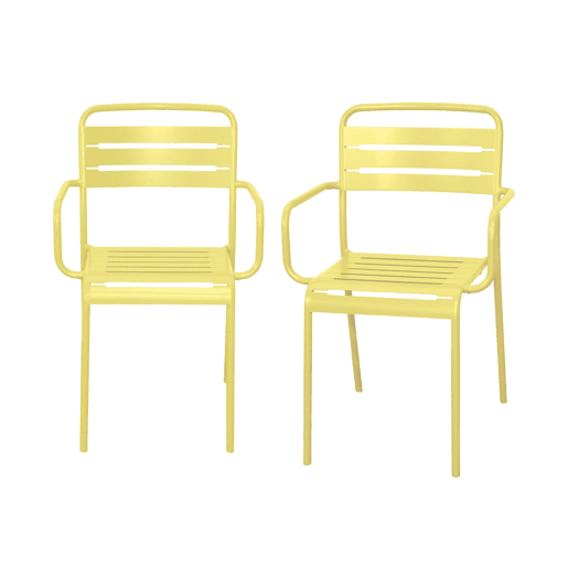 Cadeira de jardim em aço, set de 2, Amelia, Amarelo, 50.4x53x79.5 cm