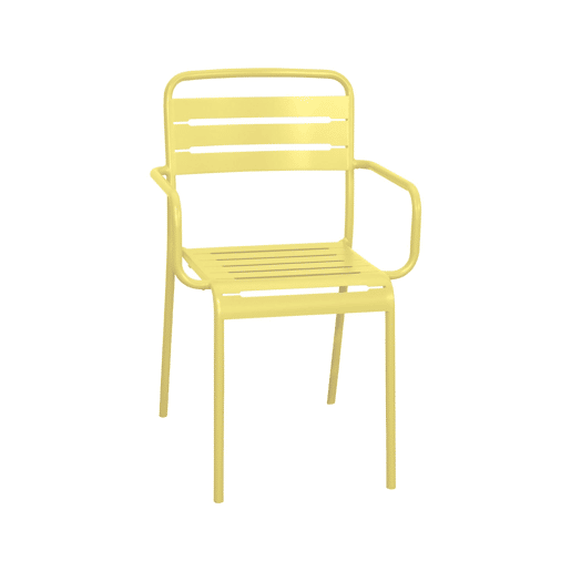 Cadeira de jardim em aço, set de 2, Amelia, Amarelo, 50.4x53x79.5 cm