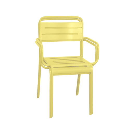 Cadeira de jardim em aço, set de 2, Amelia, Amarelo, 50.4x53x79.5 cm
