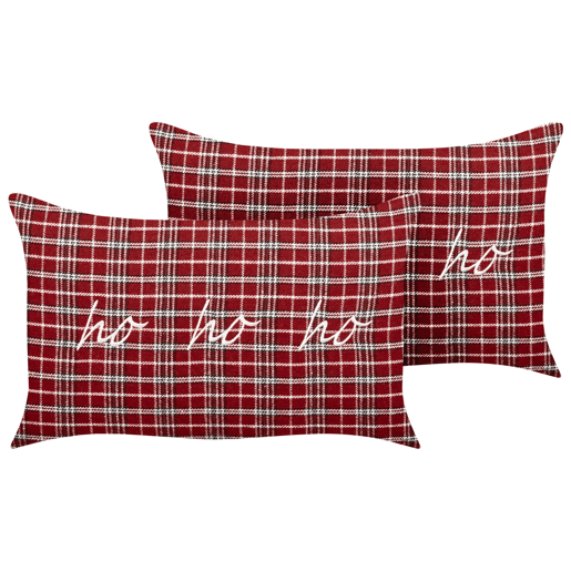 Conjunto de 2 almofadas decorativas MOCHI 30 x 50 cm Vermelho Padrão natalicio