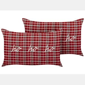 Conjunto de 2 almofadas decorativas MOCHI 30 x 50 cm Vermelho Padrão natalicio