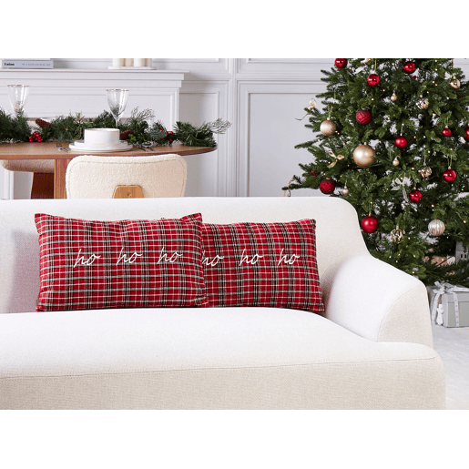 Conjunto de 2 almofadas decorativas MOCHI 30 x 50 cm Vermelho Padrão natalicio