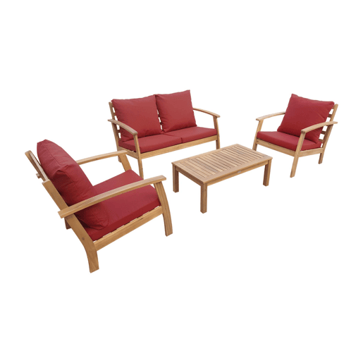 Conjunto de mobiliário de jardim de madeira, 4 lugares, Ushuaia, Madeira, 123x82.7x74.6 cm