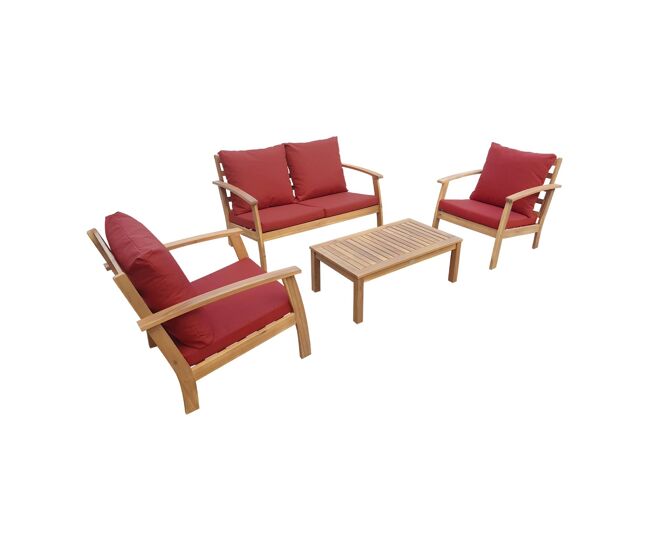 Conjunto de jardín de madera, 4 plazas, ushuaia, madera, 123x82.7x74.6 cm