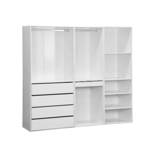Kit de roupeiro modular com 3 elementos, Modulo, Branco, 200x45x180 cm
