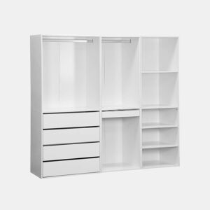 Kit de roupeiro modular com 3 elementos, Modulo, Branco, 200x45x180 cm