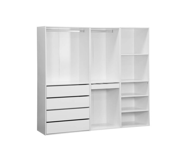 Vestidor modular de 3 elementos, modulo, blanco, 200x45x180 cm
