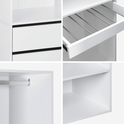 Kit de roupeiro modular com 3 elementos, Modulo, Branco, 200x45x180 cm