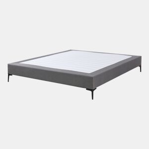 Cama de casal Lilla com estofo têxtil 140x200 cm - Cinzento escuro en.casa