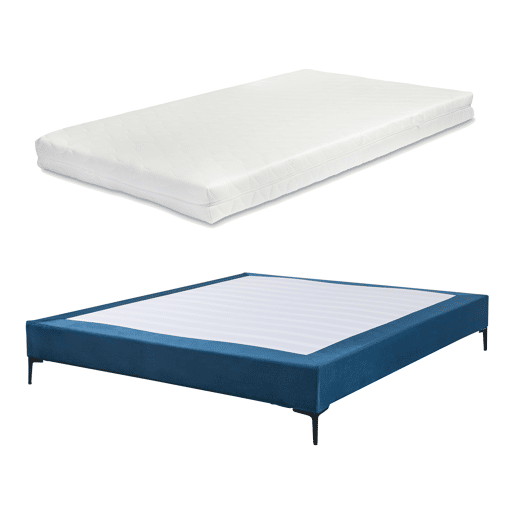 Cama de casal Lilla com colchão 180x200 cm Veludo - Azul en.casa Cama de casal Lilla com colchão 180x200 cm Veludo - Azul en.casa