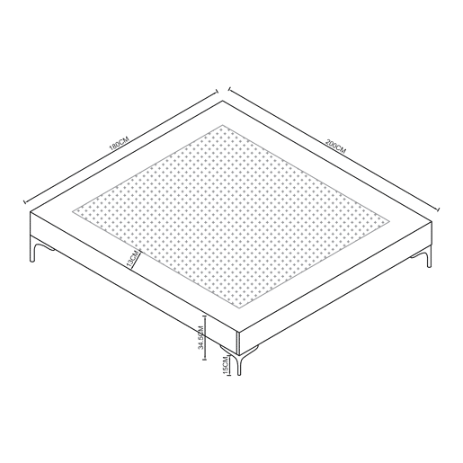 Cama de casal Lilla com colchão 180x200 cm Têxtil - Cinzento claro en.casa