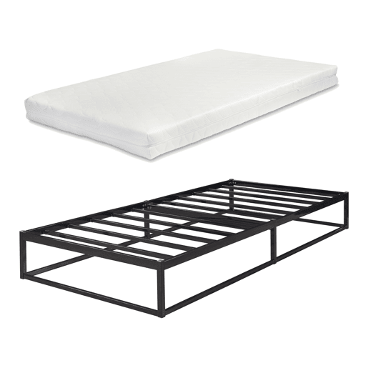 Cama metálica Trerunta com estrado e colchão 90x200 cm - Preto en.casa