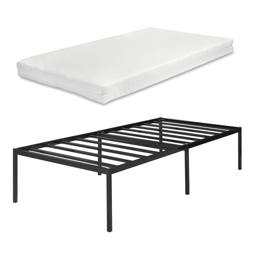 Cama metálica Vårdö com estrado e colchão 90x200 cm - Preto en.casa