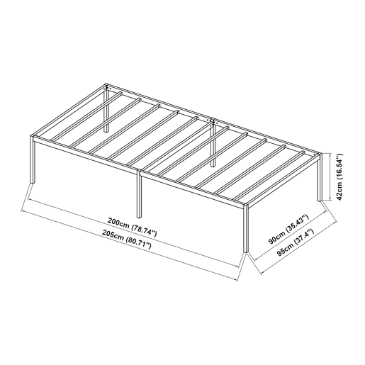 Cama metálica Vårdö com estrado e colchão 90x200 cm - Preto en.casa