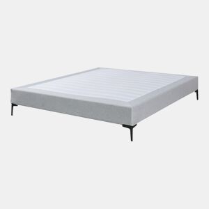 Cama de casal Lilla com estofo têxtil 140x200 cm - Cinzento claro en.casa