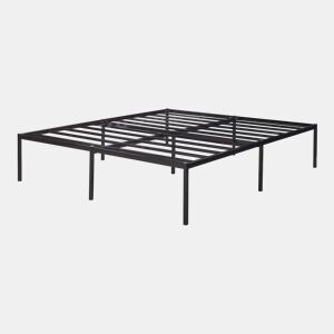 Cama metálica Vårdö com estrado 160x200 cm - Preto en.casa