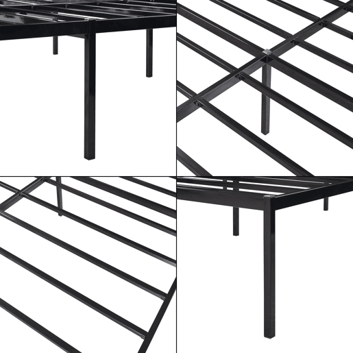 Cama metálica Vårdö com estrado 160x200 cm - Preto en.casa