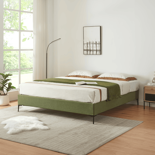 Cama de casal Lilla com estofo veludo cotelê 180x200 cm - Verde en.casa