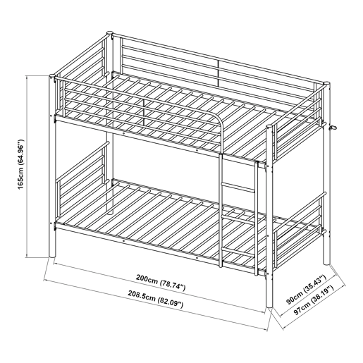 Beliche Soppsar para 2 pessoas com 2 colchões 90x200 cm - Prata en.casa Beliche Soppsar para 2 pessoas com 2 colchões 90x200 cm - Prata en.casa