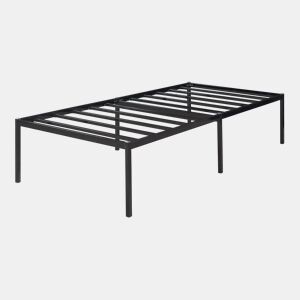 Cama metálica Vårdö com estrado 90x200 cm - Preto en.casa