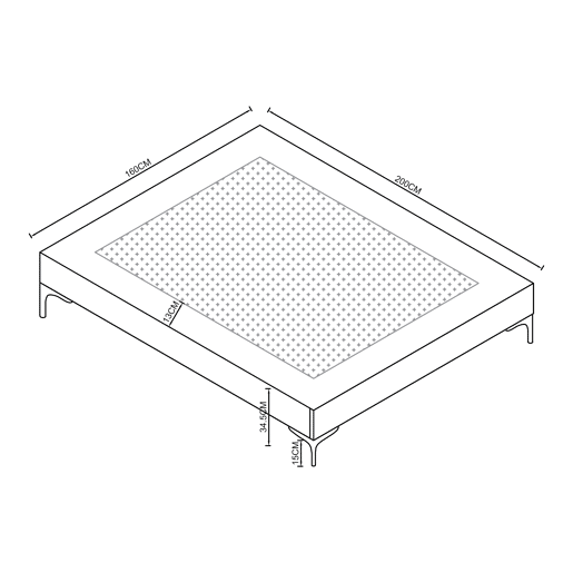 Cama de casal Lilla com estofo têxtil 160x200 cm - Cinzento claro en.casa