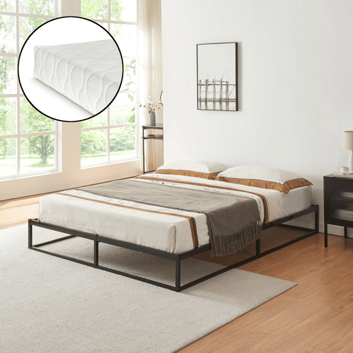 Cama metálica Trerunta com estrado e colchão 180x200 cm - Preto en.casa