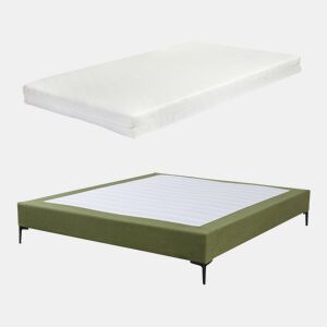 Cama de casal Lilla com colchão 160x200 cm Veludo cotelê - Verde en.casa