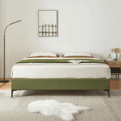 Cama de casal Lilla com colchão 160x200 cm Veludo cotelê - Verde en.casa