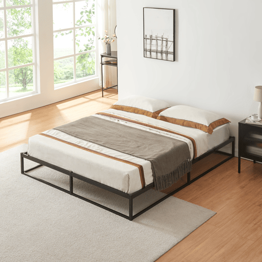 Cama metálica Trerunta com estrado e colchão 140x200 cm - Preto en.casa