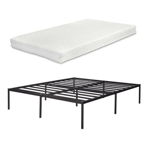 Cama metálica Vårdö com estrado e colchão 180x200 cm - Preto en.casa