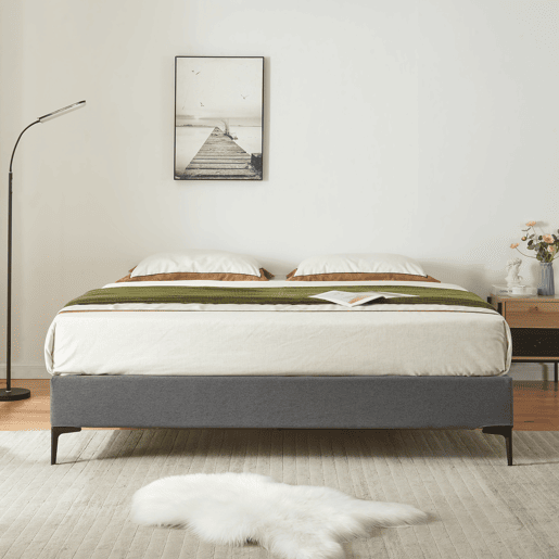 Cama de casal Lilla com estofo têxtil 160x200 cm - Cinzento escuro en.casa