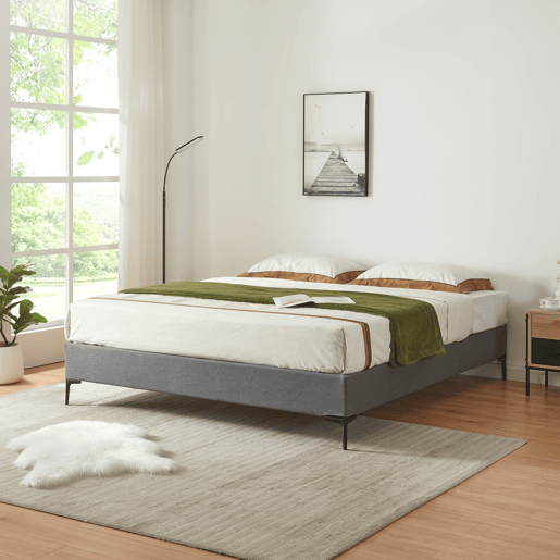 Cama de casal Lilla com estofo têxtil 180x200 cm - Cinzento escuro en.casa