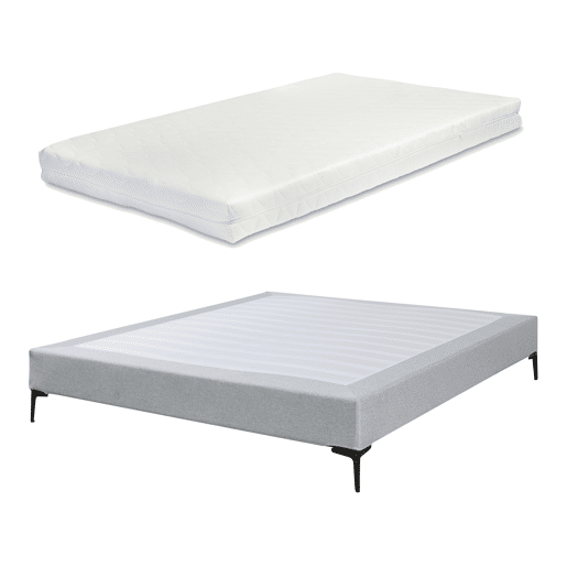 Cama de casal Lilla com colchão 160x200 cm Têxtil - Cinzento claro en.casa