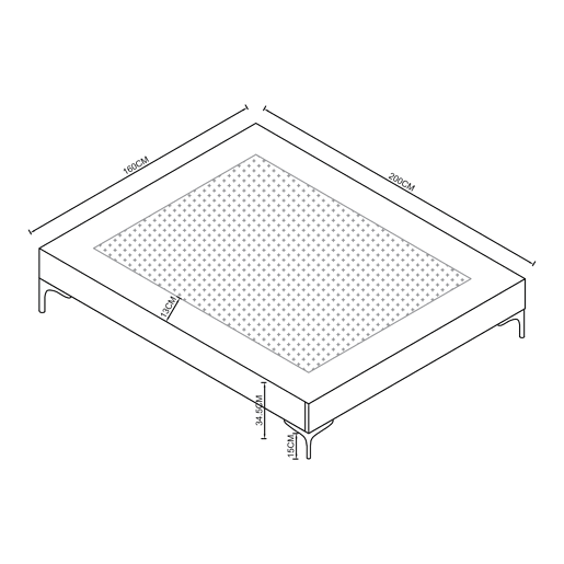 Cama de casal Lilla com colchão 160x200 cm Têxtil - Cinzento claro en.casa