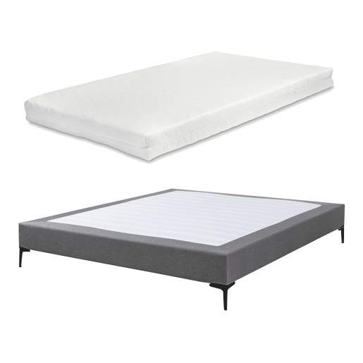 Cama de casal Lilla com colchão 180x200 cm Têxtil - Cinzento escuro en.casa