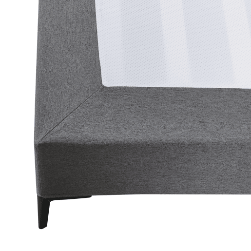 Cama de casal Lilla com colchão 180x200 cm Têxtil - Cinzento escuro en.casa
