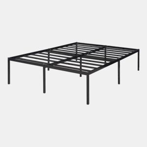 Cama metálica Vårdö com estrado 140x200 cm - Preto en.casa