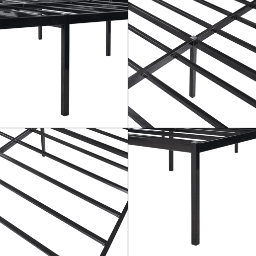 Cama metálica Vårdö com estrado 180x200 cm - Preto en.casa