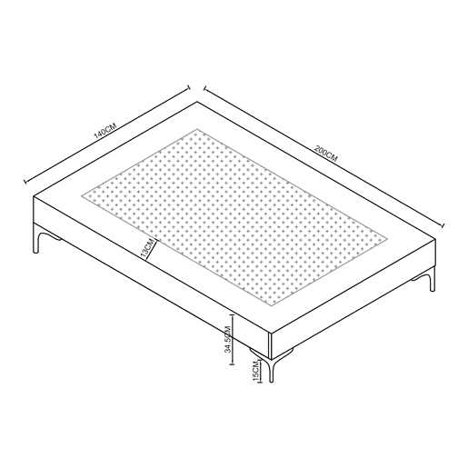 Cama de casal Lilla com colchão 140x200 cm Têxtil - Cinzento escuro en.casa