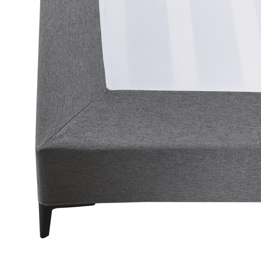 Cama de casal Lilla com colchão 140x200 cm Têxtil - Cinzento escuro en.casa