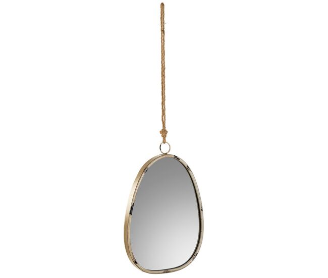 Espejo de pared de metal y cuerda dorado 25x2.5x36