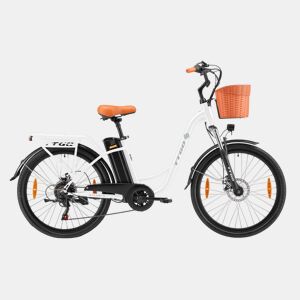 Bicicleta Elétrica TTGO YY-26ST - Motor 250W Bateria 36V14.5AH Rodas de 26 Polegadas Velocidade Máxima de 25kmh Freios Mecânicos a Disco - Branco