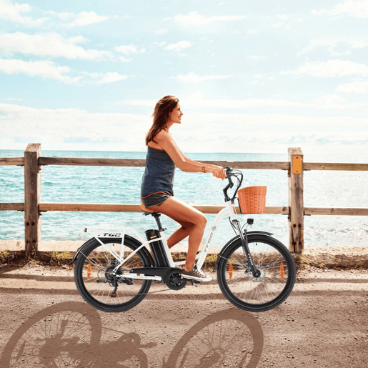 Bicicleta Elétrica TTGO YY-26ST - Motor 250W Bateria 36V14.5AH Rodas de 26 Polegadas Velocidade Máxima de 25kmh Freios Mecânicos a Disco - Branco