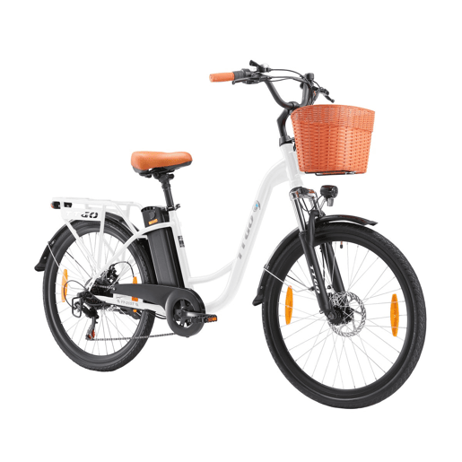 Bicicleta Elétrica TTGO YY-26ST - Motor 250W Bateria 36V14.5AH Rodas de 26 Polegadas Velocidade Máxima de 25kmh Freios Mecânicos a Disco - Branco